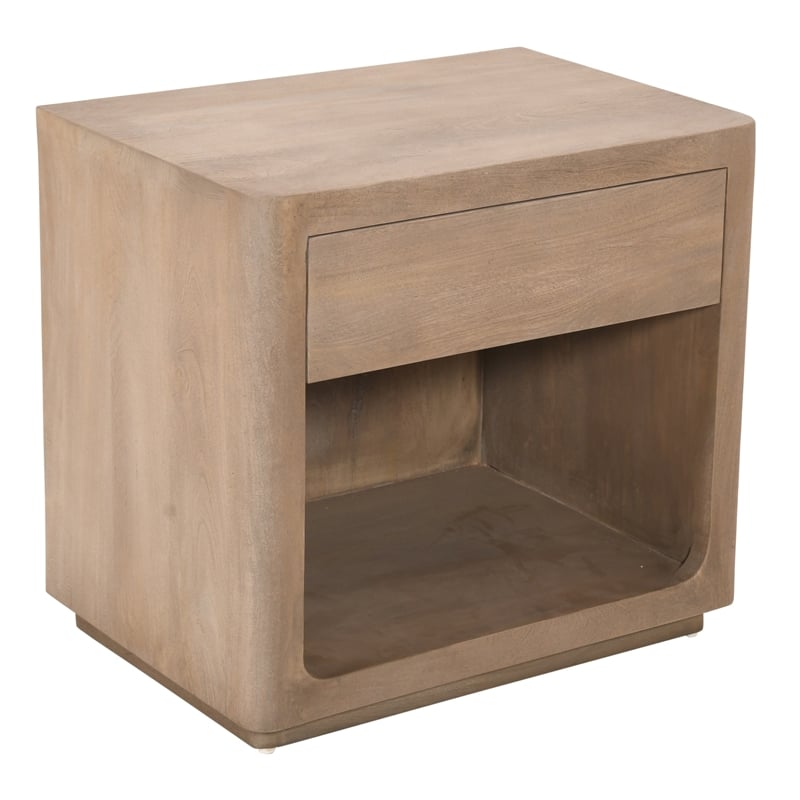 Pemberly Row Reclaimed Wood Nightstand in Light Ash Ivory Finish