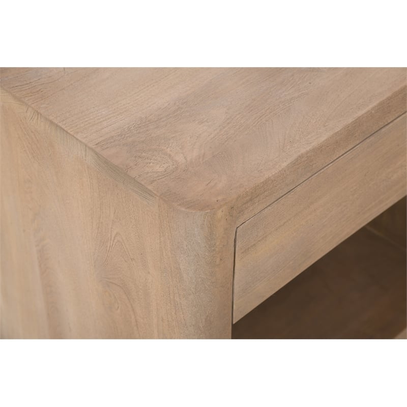 Pemberly Row Reclaimed Wood Nightstand in Light Ash Ivory Finish