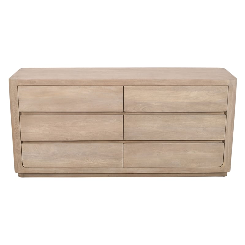 Pemberly Row 6-Drawer Reclaimed Wood Dresser in Light Ash Ivory Finish
