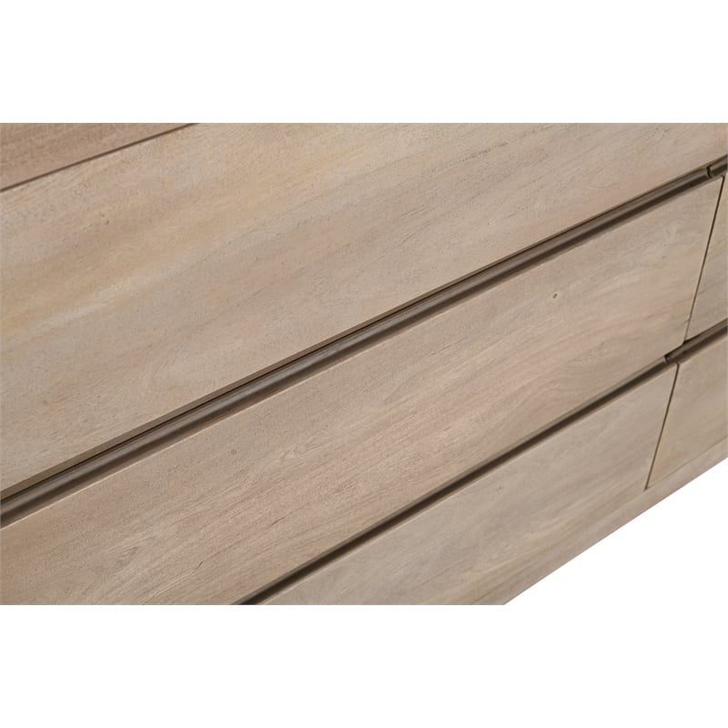 Pemberly Row 6-Drawer Reclaimed Wood Dresser in Light Ash Ivory Finish