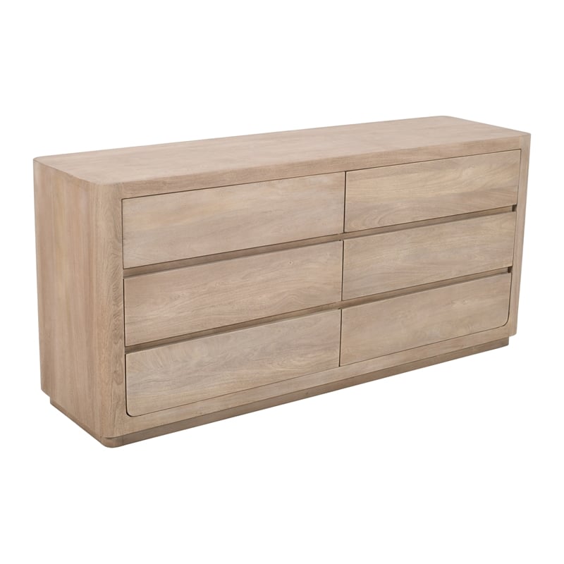 Pemberly Row 6-Drawer Reclaimed Wood Dresser in Light Ash Ivory Finish