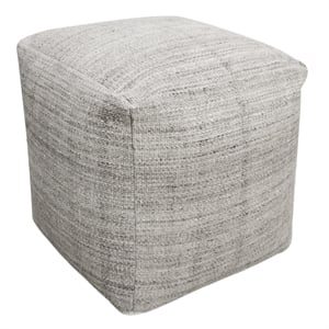 Pemberly Row Contemporary Handwoven Wool Pouf in Salt and Pepper Gray