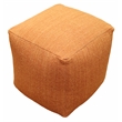 Pemberly Row Handwoven Traditional Craftsmanship Wool Pouf in Orange