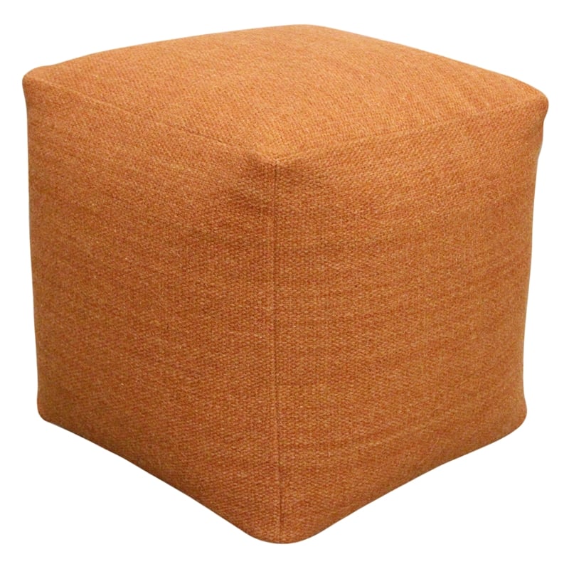 Pemberly Row Handwoven Traditional Craftsmanship Wool Pouf in Orange