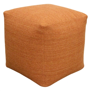 Pemberly Row Handwoven Traditional Craftsmanship Wool Pouf in Orange