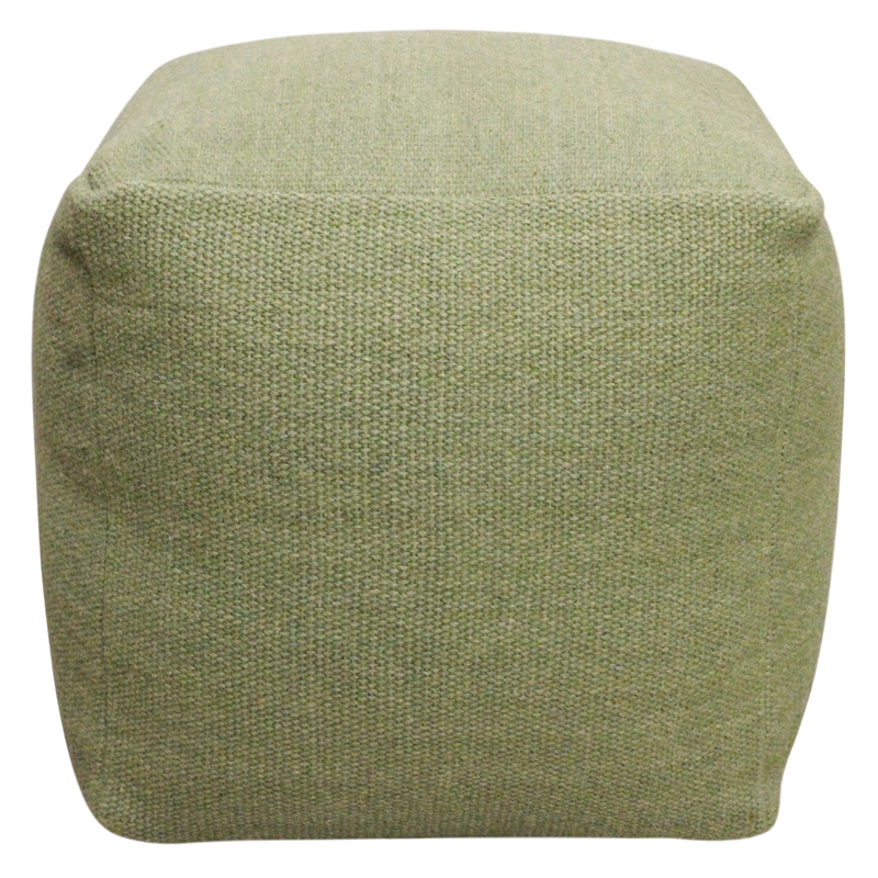 Pemberly Row Handwoven Traditional Craftsmanship Wool Pouf in Sage Green
