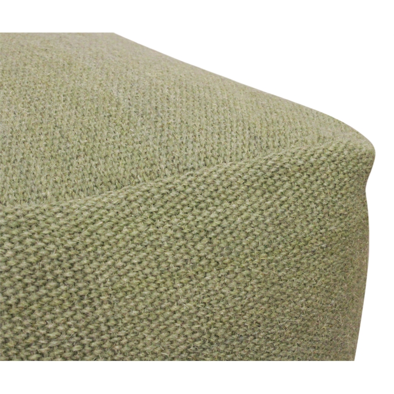 Pemberly Row Handwoven Traditional Craftsmanship Wool Pouf in Sage Green