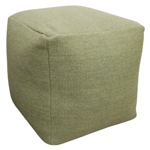 Pemberly Row Handwoven Traditional Craftsmanship Wool Pouf in Sage Green