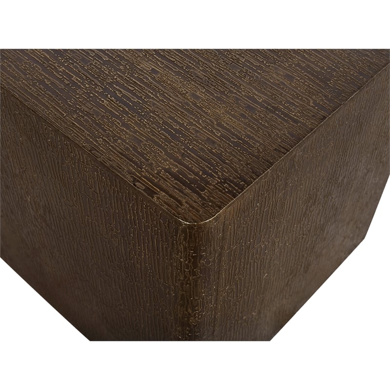 Pemberly Row Side Table with Stamped Brass Cladding on Solid Wood