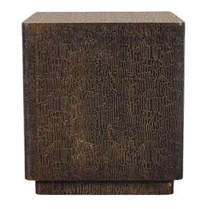 Pemberly Row Side Table with Stamped Brass Cladding on Solid Wood