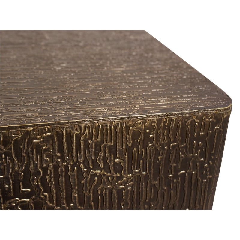 Pemberly Row Side Table with Stamped Brass Cladding on Solid Wood