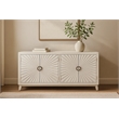 Pemberly Row 4-Door Mid-Century Solid Mango Wood Sideboard in Ivory