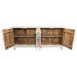 Pemberly Row 4-Door Mid-Century Solid Mango Wood Sideboard in Ivory