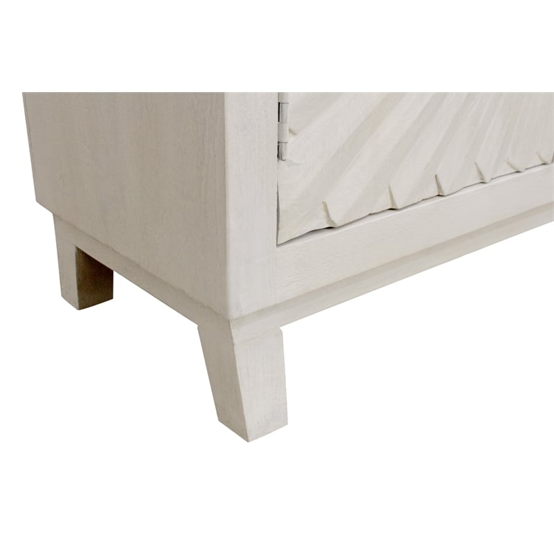 Pemberly Row 4-Door Mid-Century Solid Mango Wood Sideboard in Ivory