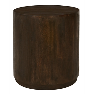 Pemberly Row Round Solid Mango Wood Side Table in Barista Brown