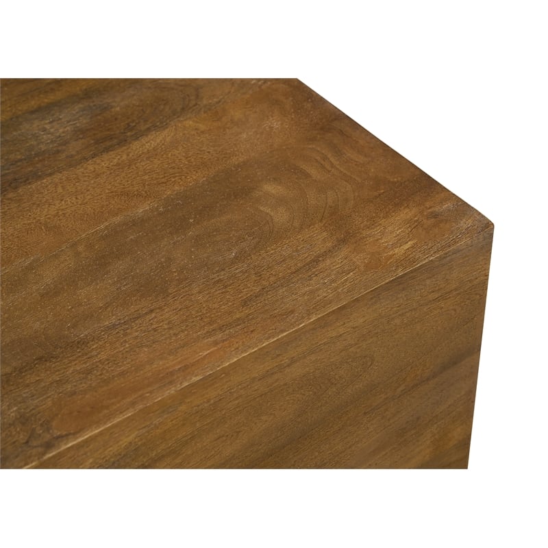 Pemberly Row Square Solid Mango Wood Side Table in Spice Tan