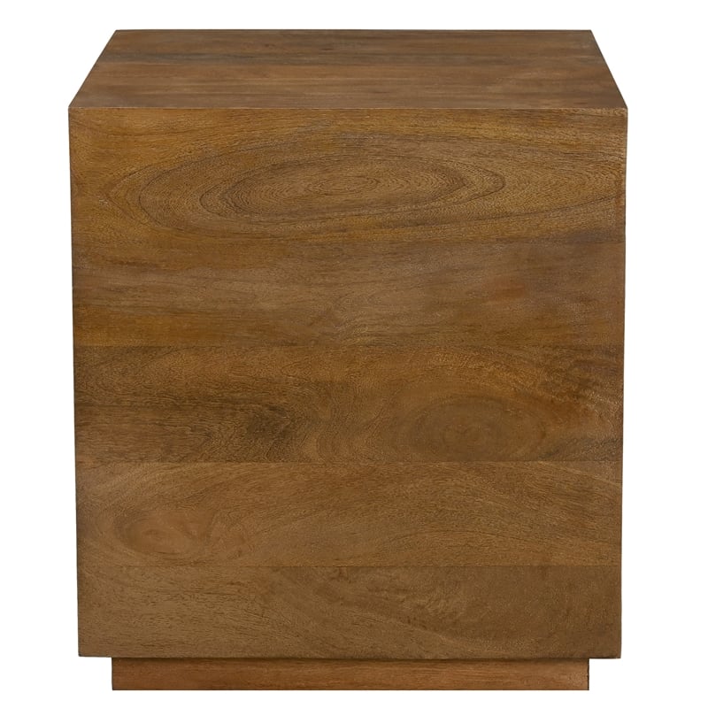 Pemberly Row Square Solid Mango Wood Side Table in Spice Tan