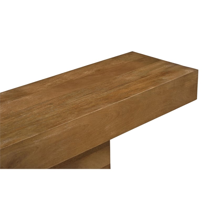Pemberly Row Solid Mango Wood Console Table in Spice Tan Finish