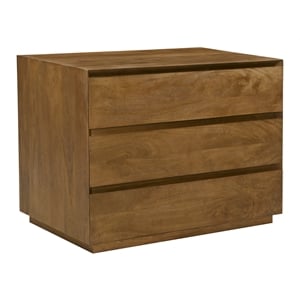 Pemberly Row 3-Drawer Solid Mango Wood Nightstand in Spice Tan