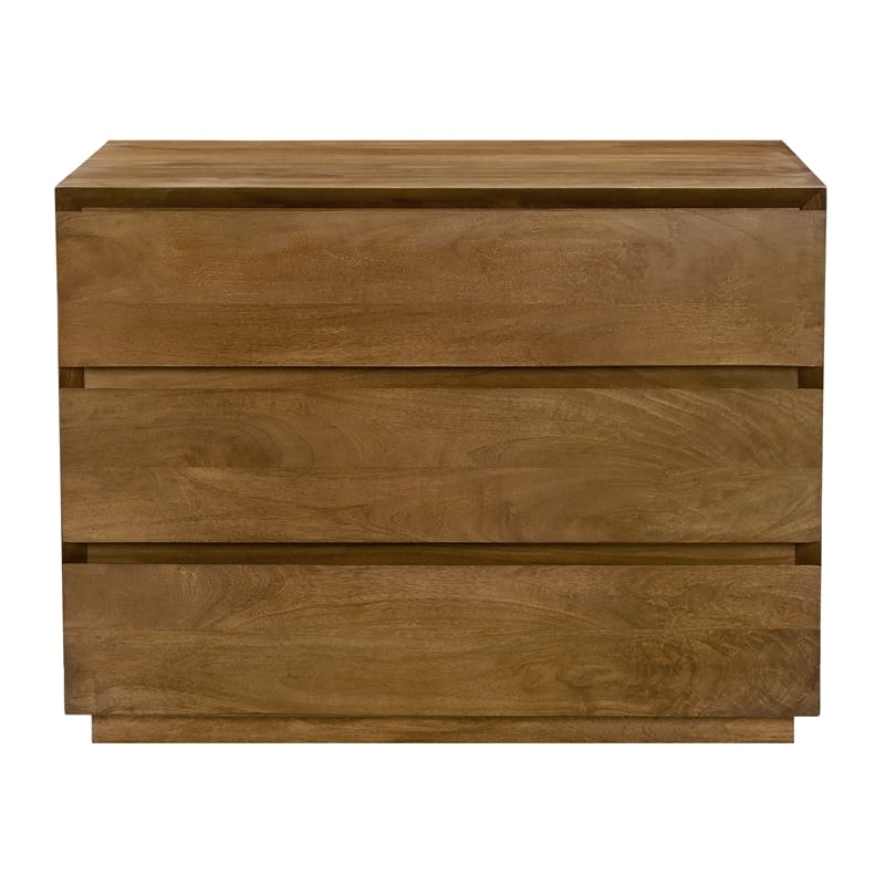 Pemberly Row 3-Drawer Solid Mango Wood Nightstand in Spice Tan