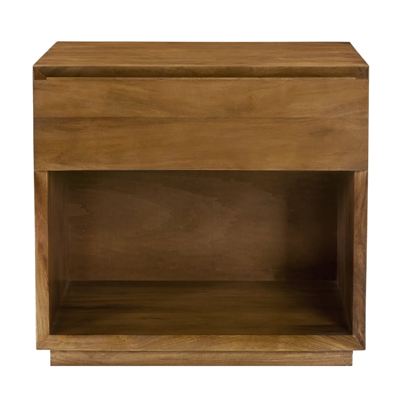 Pemberly Row 1-Drawer Solid Mango Wood Nightstand in Spice Tan