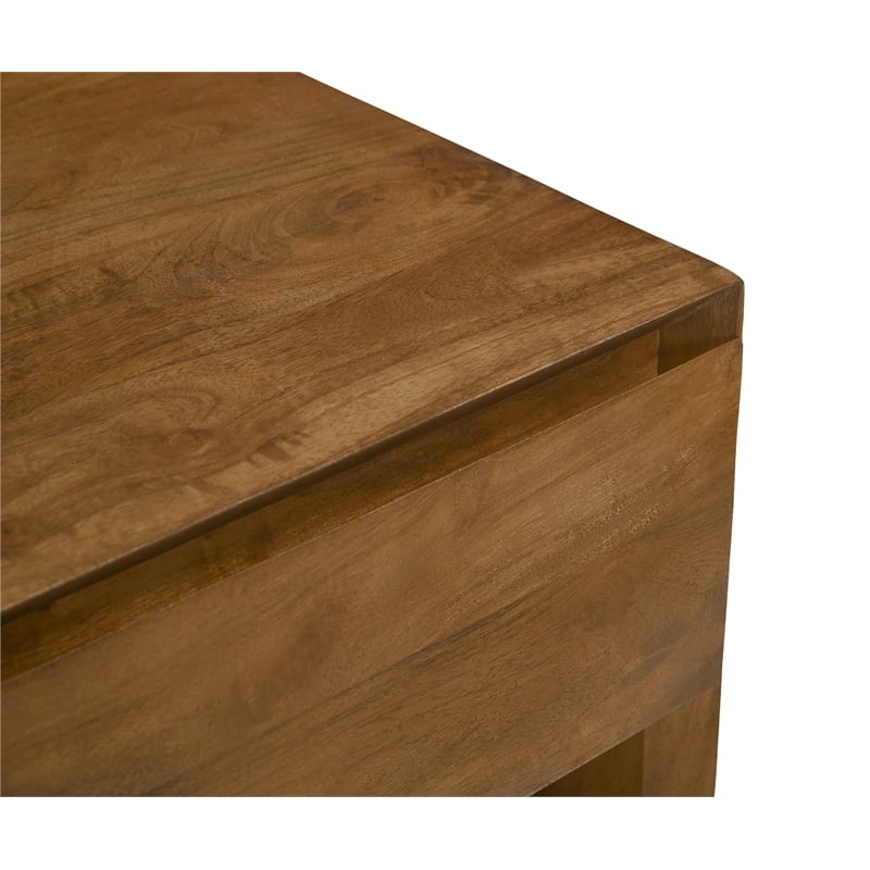 Pemberly Row 1-Drawer Solid Mango Wood Nightstand in Spice Tan