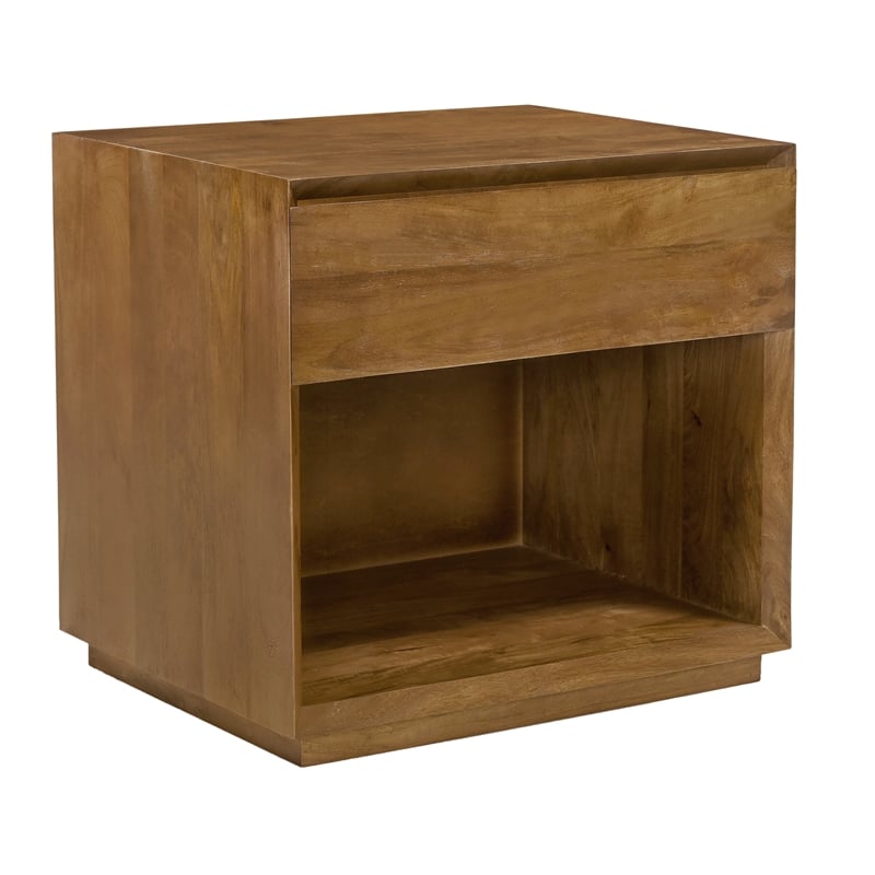 Pemberly Row 1-Drawer Solid Mango Wood Nightstand in Spice Tan