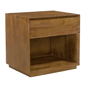 Pemberly Row 1-Drawer Solid Mango Wood Nightstand in Spice Tan