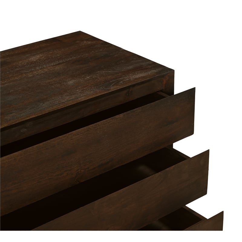 Pemberly Row 3-Drawer Solid Mango Wood Nightstand in Barista Brown