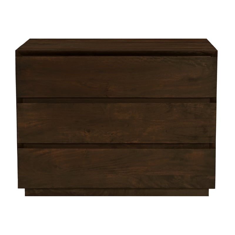 Pemberly Row 3-Drawer Solid Mango Wood Nightstand in Barista Brown