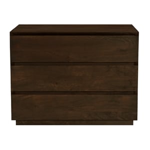 Pemberly Row 3-Drawer Solid Mango Wood Nightstand in Barista Brown