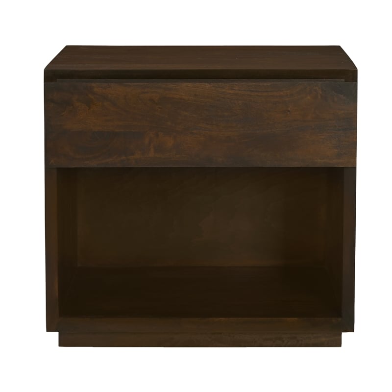 Pemberly Row 1-Drawer Solid Mango Wood Nightstand in Barista Brown