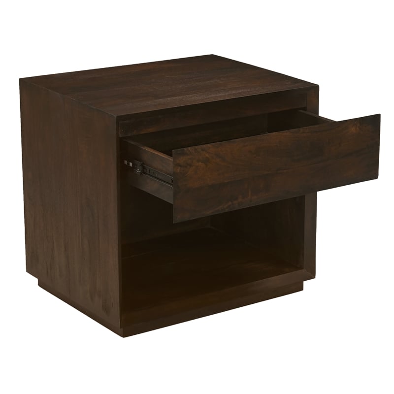 Pemberly Row 1-Drawer Solid Mango Wood Nightstand in Barista Brown
