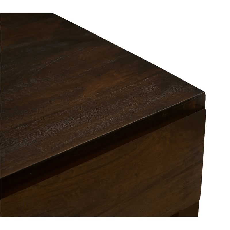 Pemberly Row 1-Drawer Solid Mango Wood Nightstand in Barista Brown