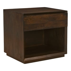 Pemberly Row 1-Drawer Solid Mango Wood Nightstand in Barista Brown