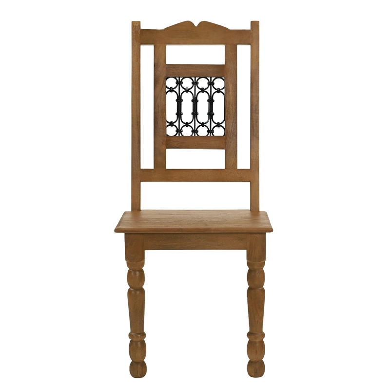 Pemberly Row 2-Piece Solid Mango Wood Dining Chair Set in Spice Tan