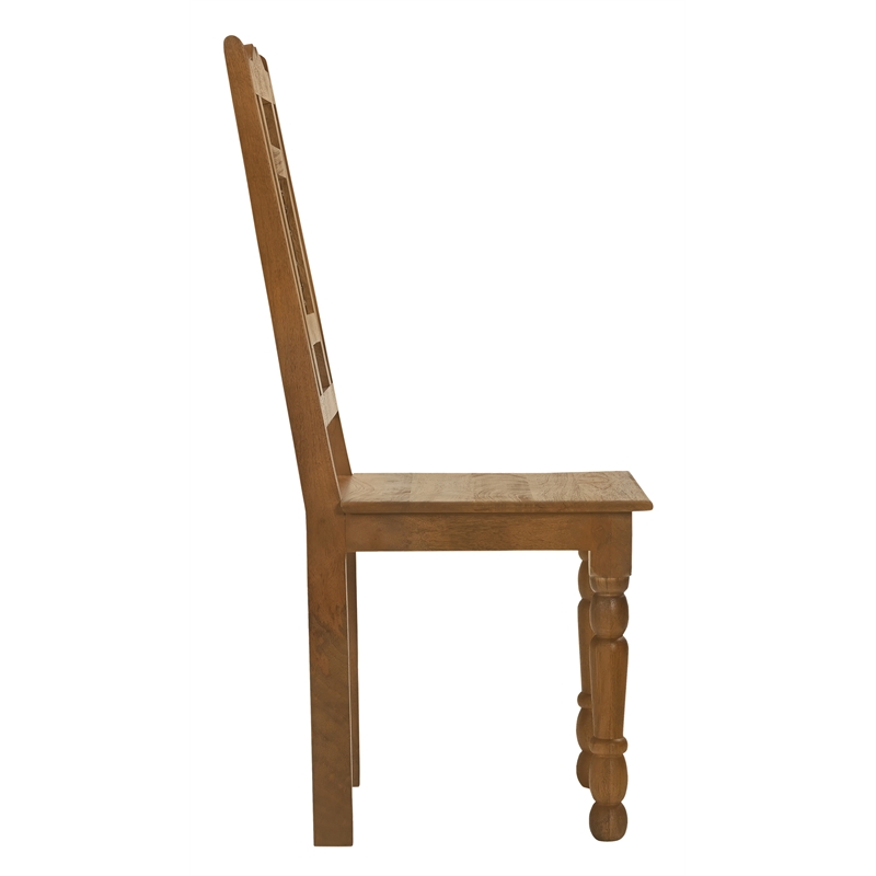 Pemberly Row 2-Piece Solid Mango Wood Dining Chair Set in Spice Tan