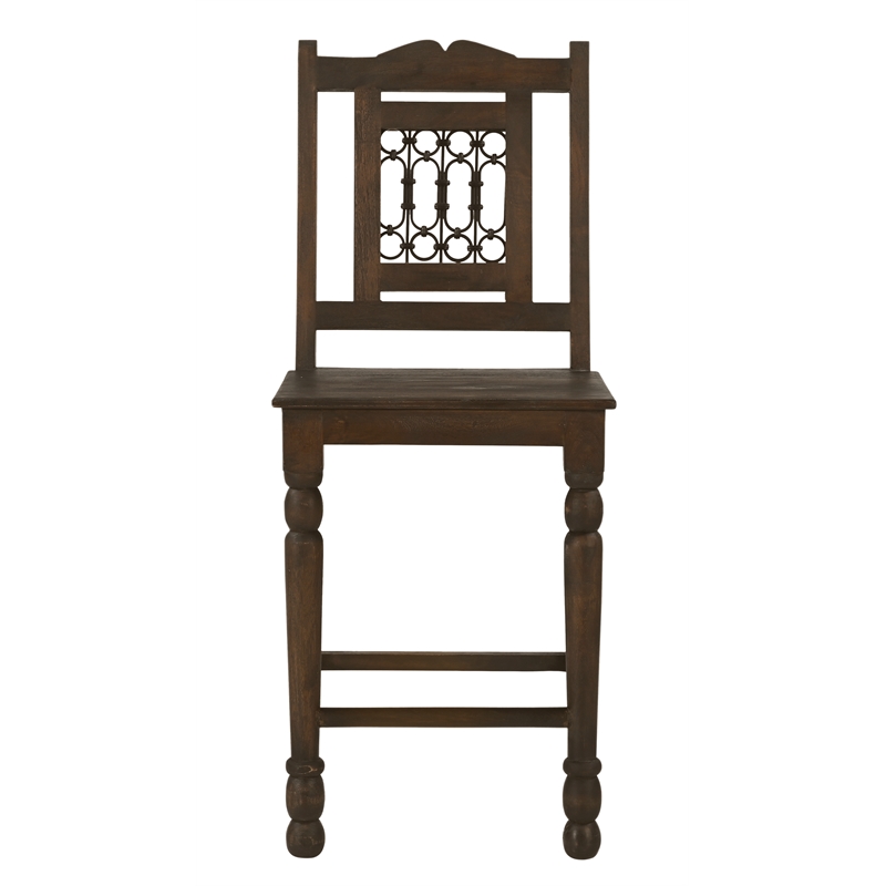 Pemberly Row 2-Piece Solid Mango Wood Counter Chair Set in Barista Brown
