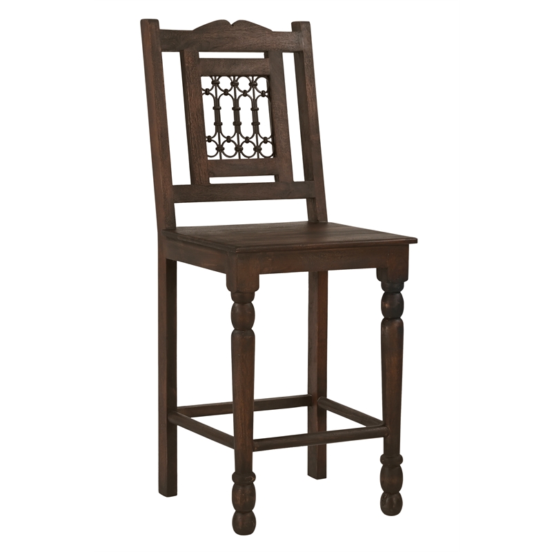Pemberly Row 2-Piece Solid Mango Wood Bar Chair Set in Barista Brown