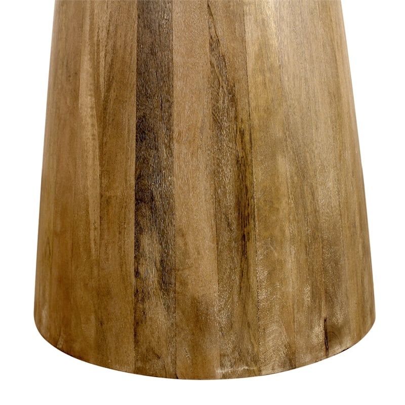 Pemberly Row Round Solid Mango Wood Counter Table in Distressed Natural