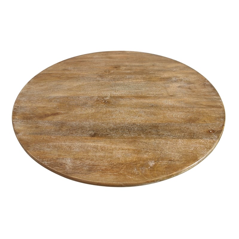 Pemberly Row Round Solid Mango Wood Counter Table in Distressed Natural