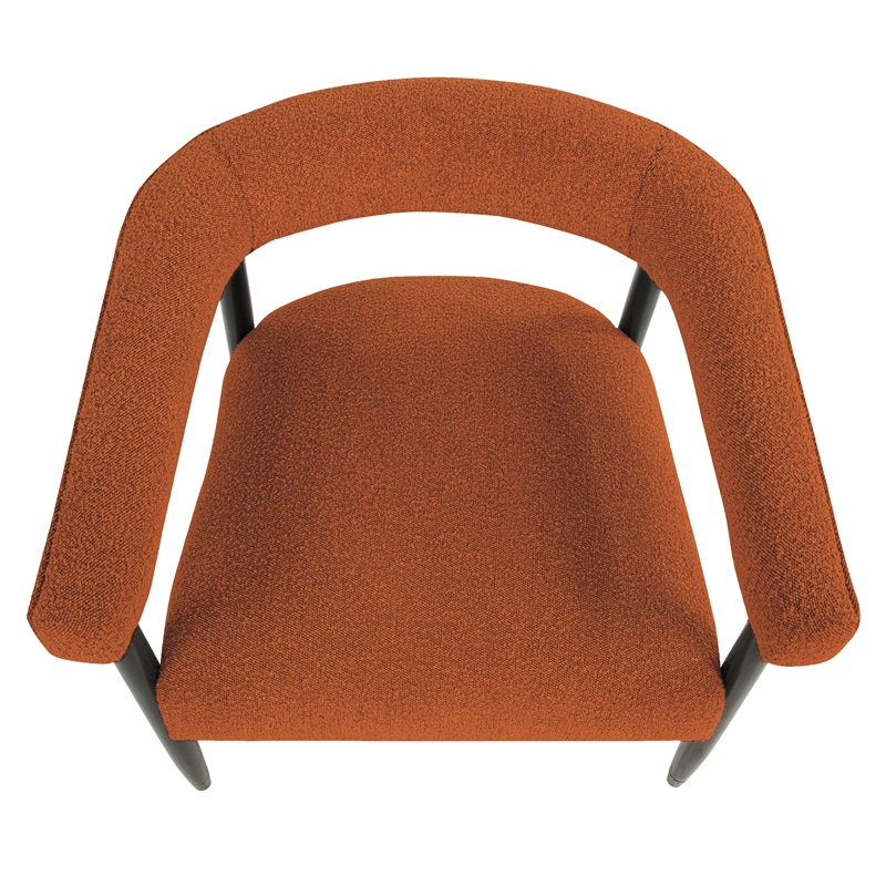 Pemberly Row Boucle Fabric Arm Chair in Rust with Space Black Wood Frame