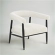 Pemberly Row Boucle Fabric Arm Chair in Ivory with Space Black Wood Frame
