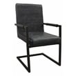 Pemberly Row 2-Piece Leather Arm Chair Set in Antique Black on Iron Base