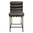 Pemberly Row Authentic Leather Counter Stool in Antique Black