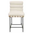 Pemberly Row Authentic Leather Counter Stool in Ivory on Metal Frame