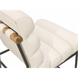 Pemberly Row Authentic Leather Bar Stool in Ivory on Metal Frame