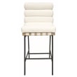 Pemberly Row Authentic Leather Bar Stool in Ivory on Metal Frame