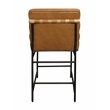 Pemberly Row Authentic Leather Counter Stool in Tan on Metal Frame