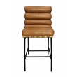 Pemberly Row Authentic Leather Bar Stool in Tan on Metal Frame